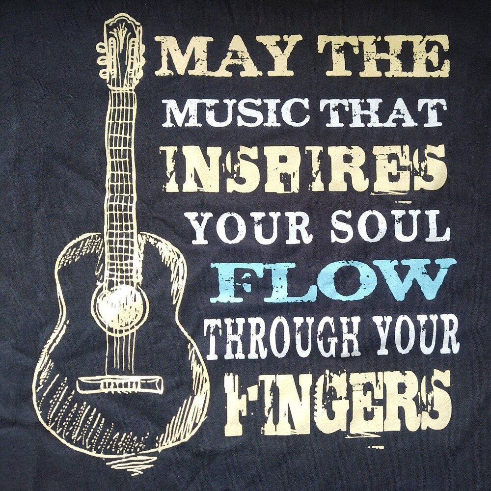 Guitar Music Inspires Soul T-shirt Mens XL Gildan Black Short Sleeve Musician